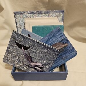 Vintage 90s Dolphin Themed Greeting Card Set W Box